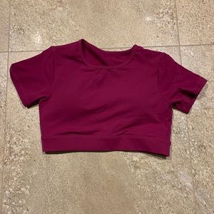 NVGTN open back cropped tee - berry